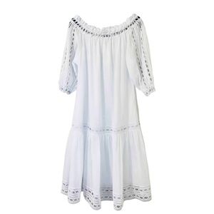 Charo Ruiz White Lace-Trimmed dress. Off shoulder New
